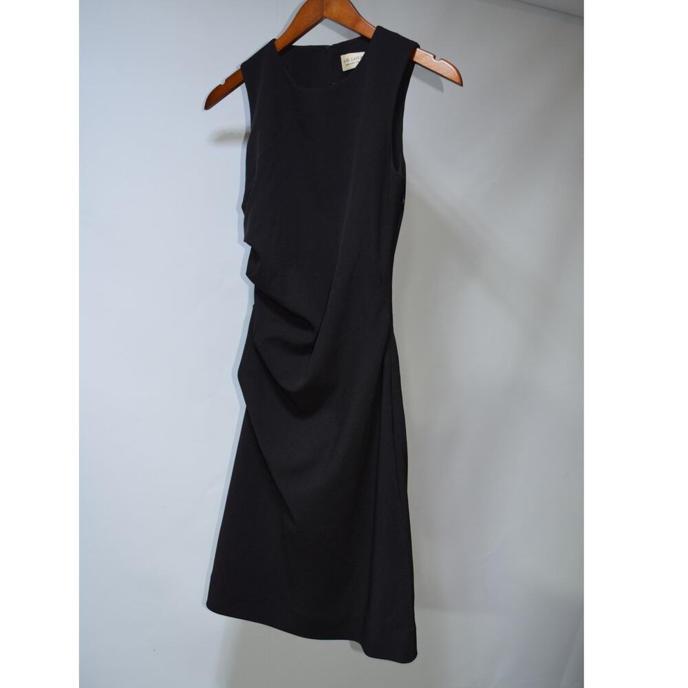 M.M. LaFleur Size 0 Black Ruched Draped Sheath Dress Made in NYC